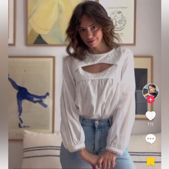 ZARA CUTOUT WHITE BLOUSE - Picture 3 of 13